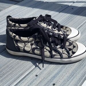 Coach Barrett Leather Signature Lace Up Black Sneaker